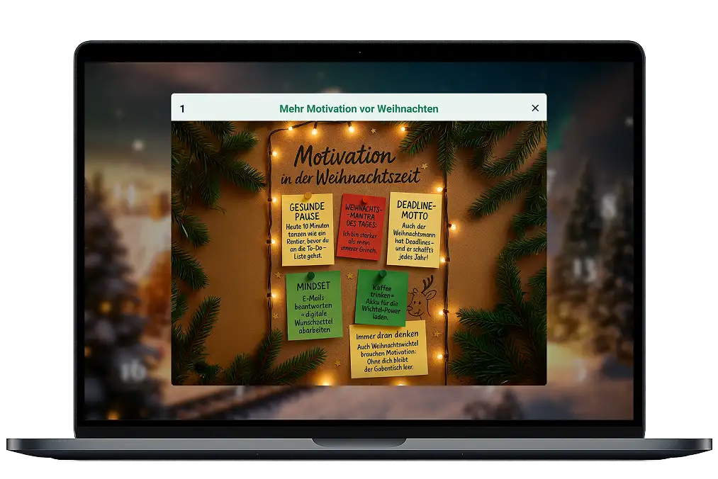 Beispielaufbau eines digitalen Adventskalenders für Firmen von koviko