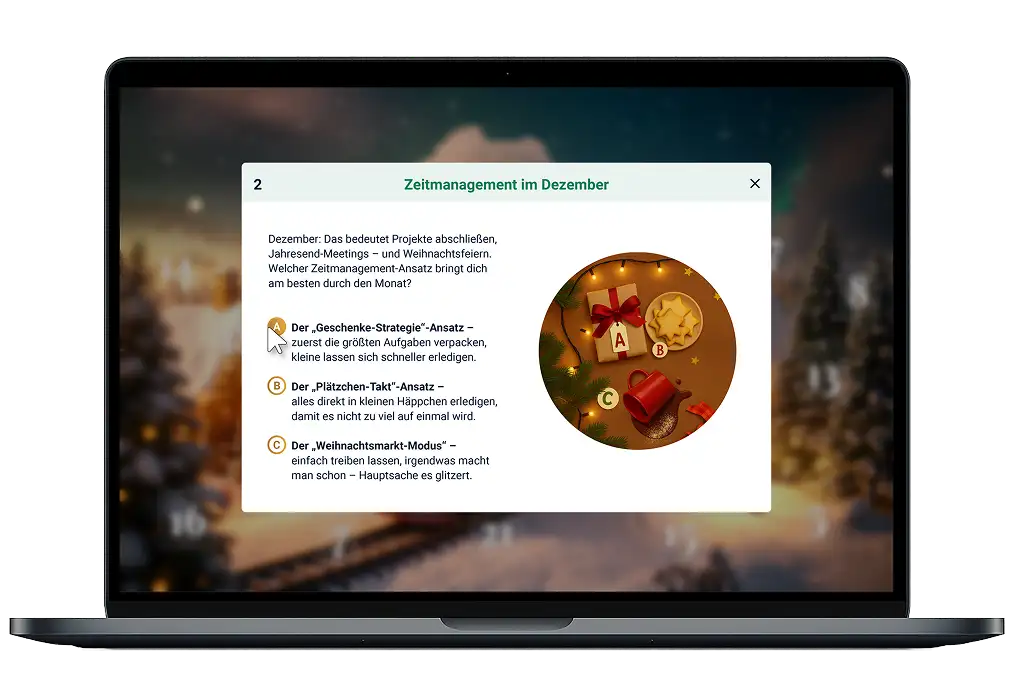 Quizaufgabe im digitalen Adventskalender von koviko