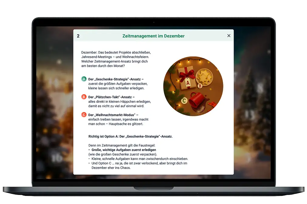 Quizaufgabe im digitalen Adventskalender von koviko